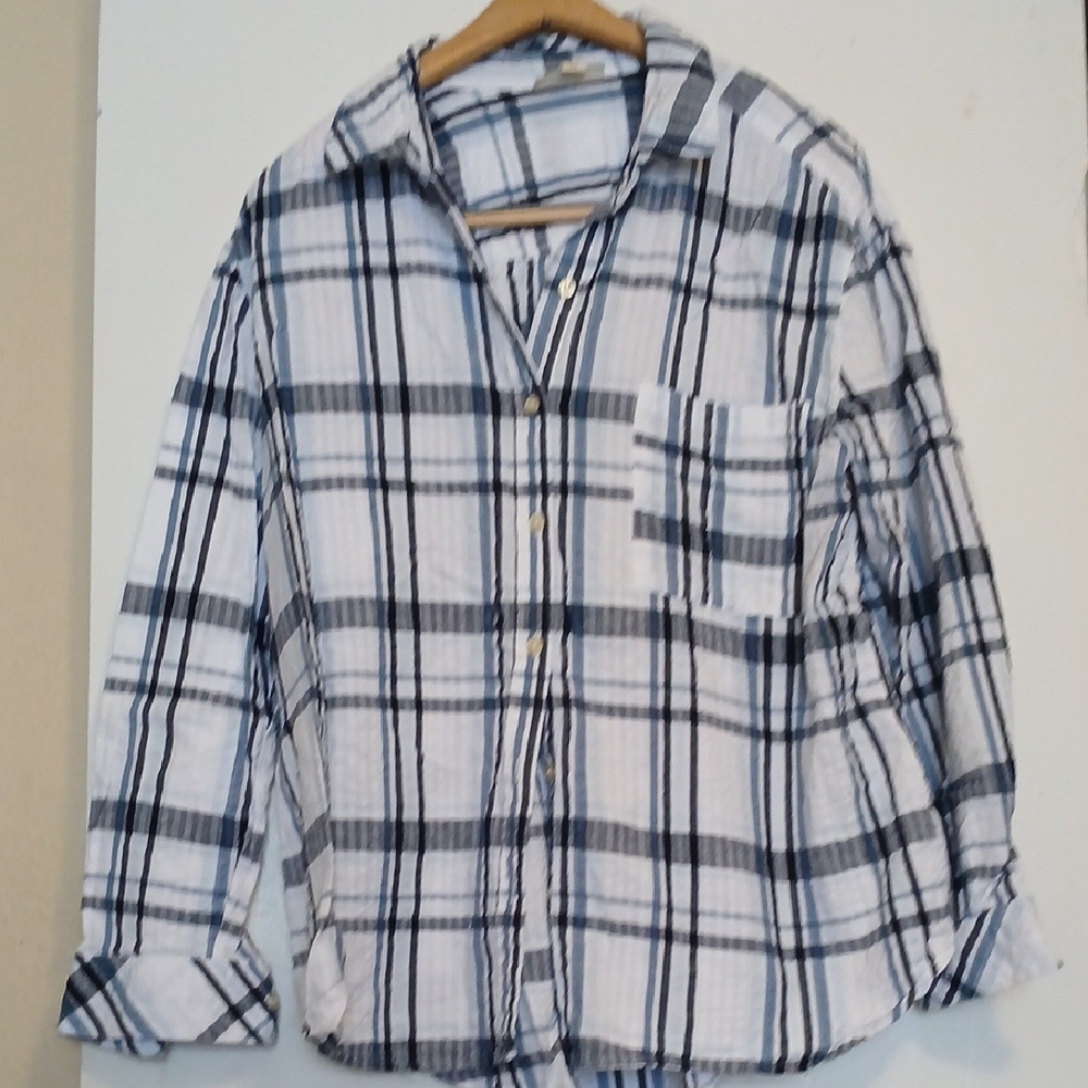 Style & Co. Womans Plaid Button Up Long Sleeve Shirt XL